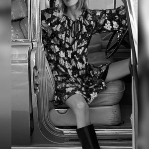 Zara Black Gold Floral Dress